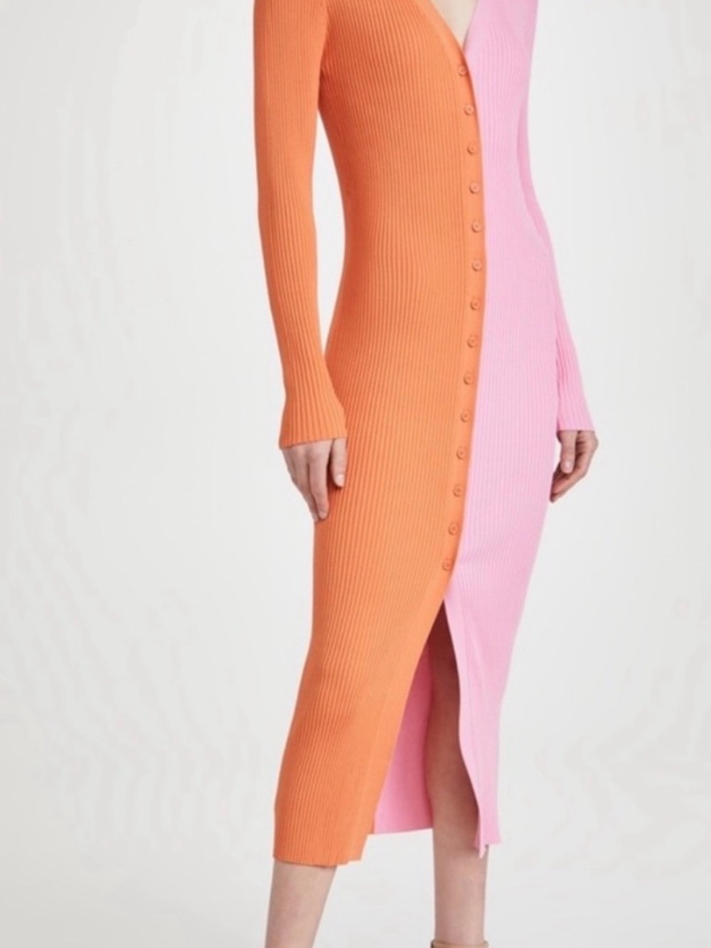 STAUD Shoko Sweater Dress in Nectarine and Pink - Size Small